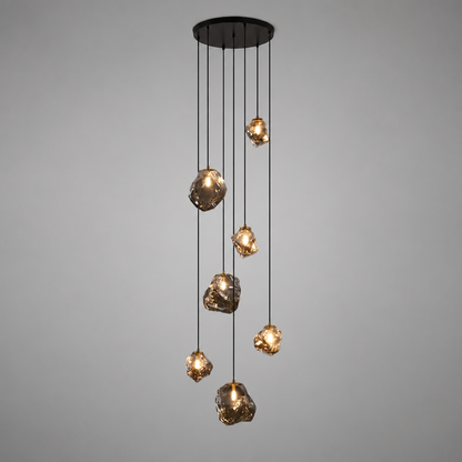 Modern Metal & Glass LED Multi-Head Chandelier
