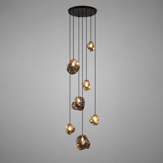 Modern Metal & Glass LED Multi-Head Chandelier