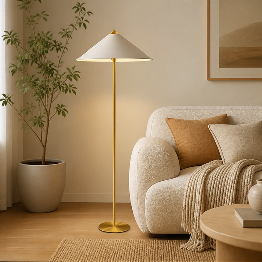 Vintage Bamboo LED Hat Shade Floor Lamp