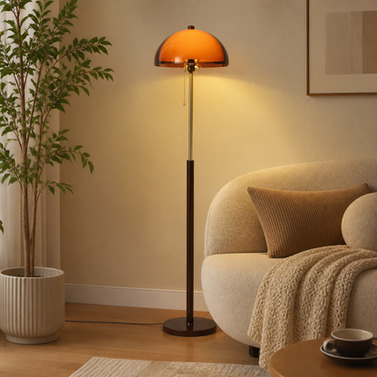 Vintage Orange Acrylic Adjustable Arch Floor Lamp
