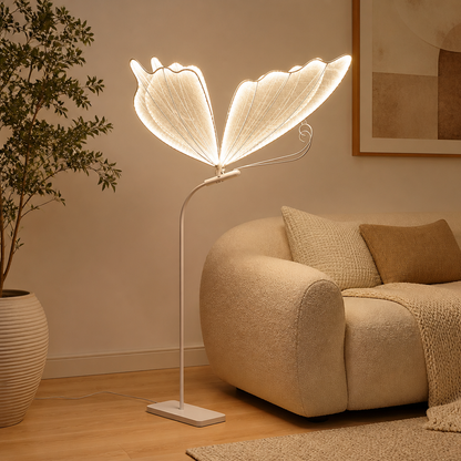 Vintage White Lace LED Butterfly Floor Lamp