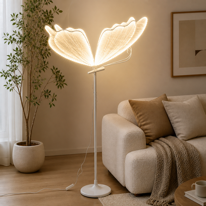 Vintage White Lace LED Butterfly Floor Lamp